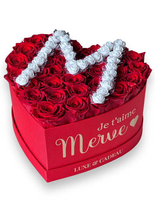 Cœur de roses avec lettre rose éternelles forme de cœur rose rouge