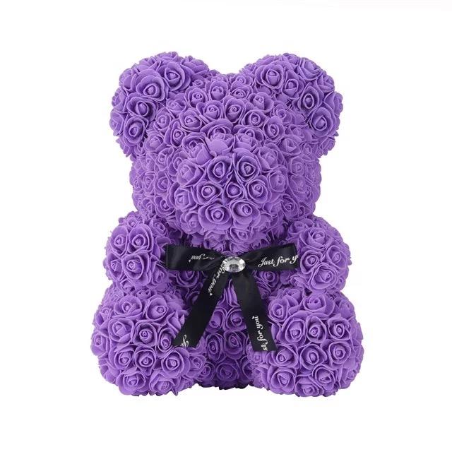 Ours en roses Violet 40 cm