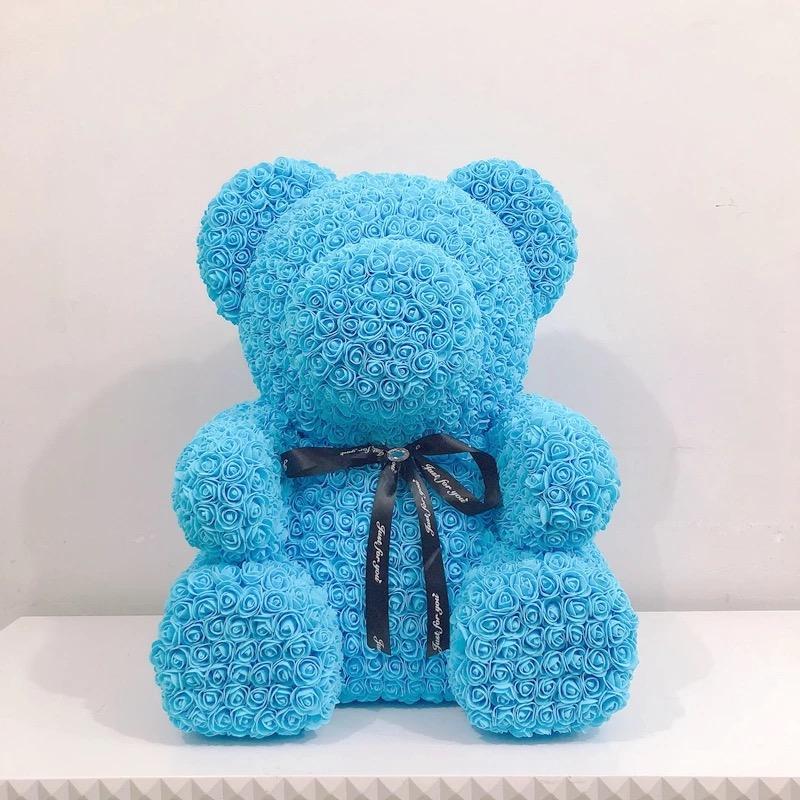 Ours en roses 70 cm Clair Blue