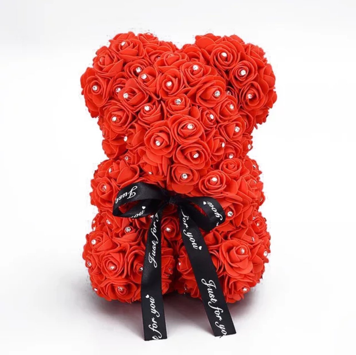 Ours en roses avec strass 25 cm