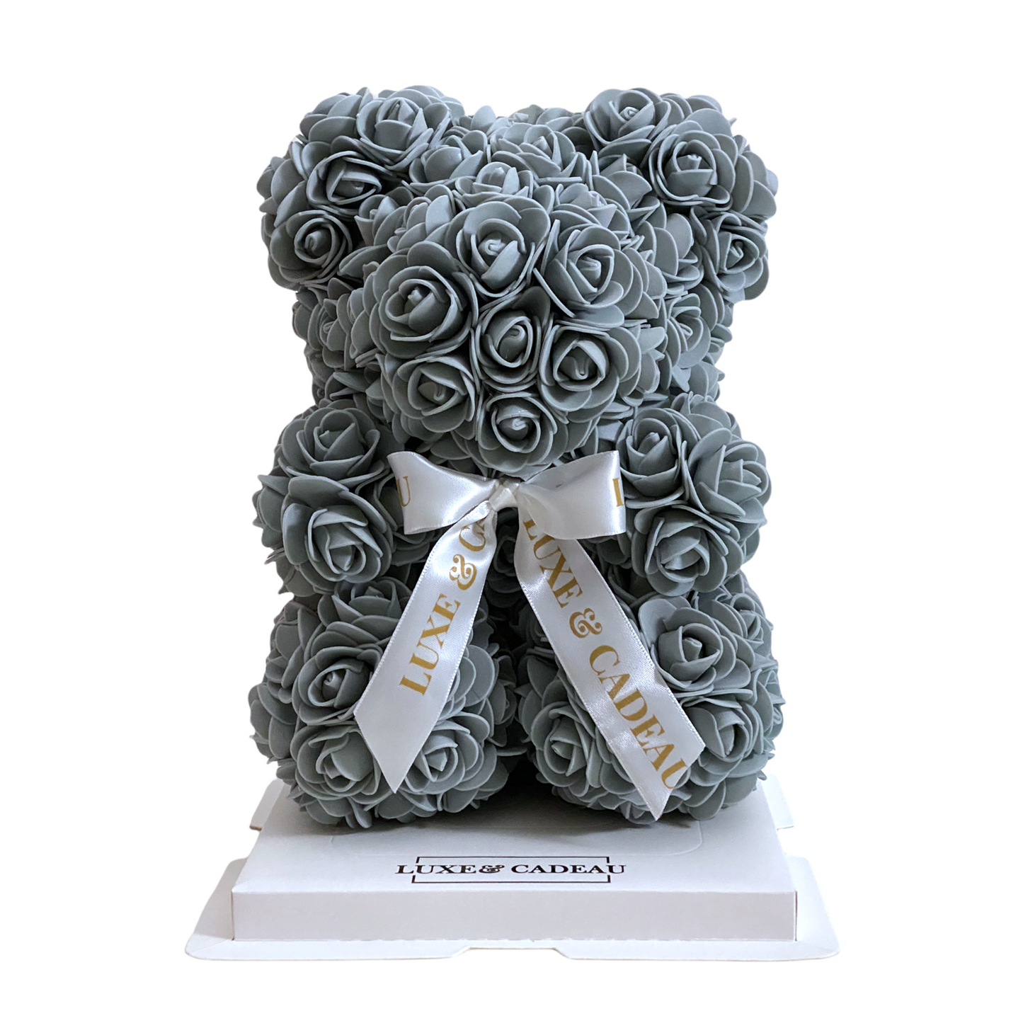 Ours en roses 25 cm Gris